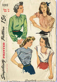 1940s Vintage Simplicity Sewing Pattern 1093 Misses WWII Blouse Set Size 14 32B