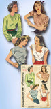 1940s Vintage Simplicity Sewing Pattern 1093 Misses WWII Blouse Set Size 34 Bust