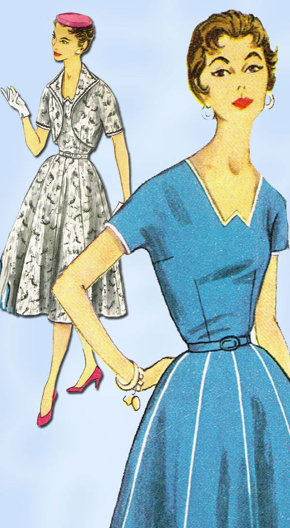 1950s Vintage Misses Cocktail Dress Uncut 1955 Simplicity Sewing Pattern Size 16
