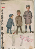 1940s Vintage Simplicity Sewing Pattern 1098 Toddler Boys Coat & Hat Size 6