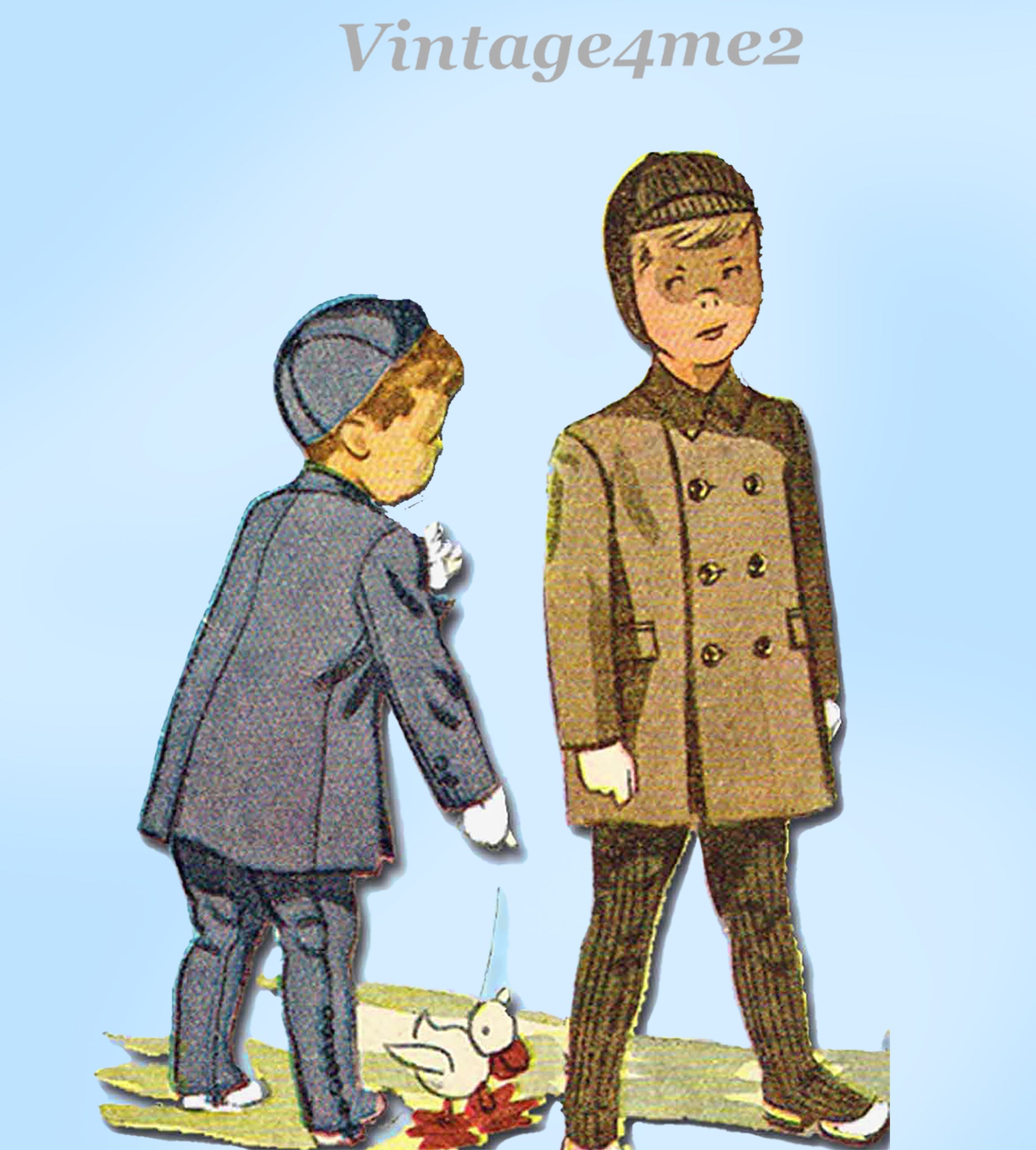 1940s Vintage Simplicity Sewing Pattern 1098 Toddler Boys Coat Hat S Vintage4me2