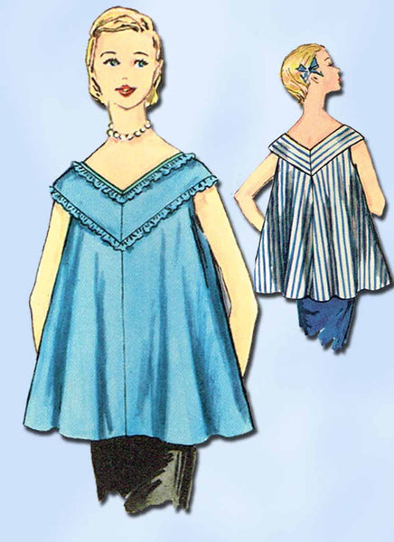 1950s Vintage Simplicity Sewing Pattern 1100 Uncut Misses Maternity Top Size 14