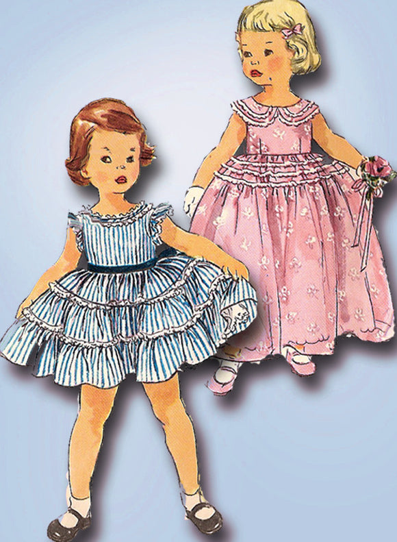 1950s Vintage Toddler Girls Dress Uncut 1955 Simplicity Sewing Pattern 1109 Sz 4