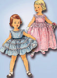 1950s Vintage Simplicity Sewing Pattern 1109 FF Toddler Girls Party Dress Sz 3