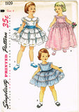 1950s Vintage Toddler Girls Dress Uncut 1955 Simplicity Sewing Pattern 1109 Sz 4
