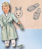 1940s Vintage Simplicity Sewing Pattern 1126 WWII Toddlers Robe & Slippers Sz 6