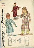 1940s Vintage Simplicity Sewing Pattern 1126 WWII Toddlers Robe & Slippers Sz 6