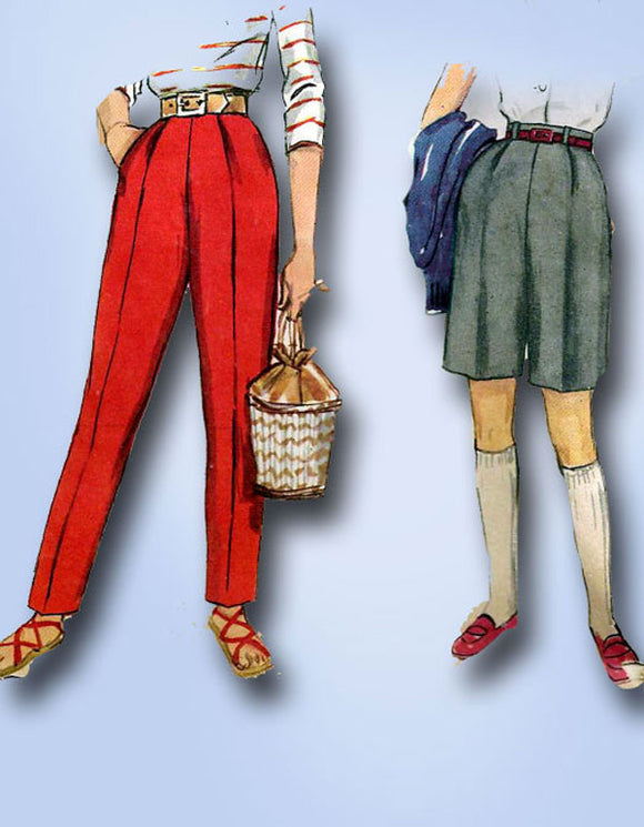 1950s Vintage Simplicity Pattern 1128 Uncut Little Girls Slacks & Shorts Sz 8