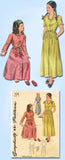 1940s Vintage Simplicity Sewing Pattern 1128 Uncut Girls Housecoat Slippers Sz 6