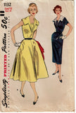 Simplicity 1132: 1950s Uncut Misses Sun Dress Sz 30 Bust Vintage Sewing Pattern