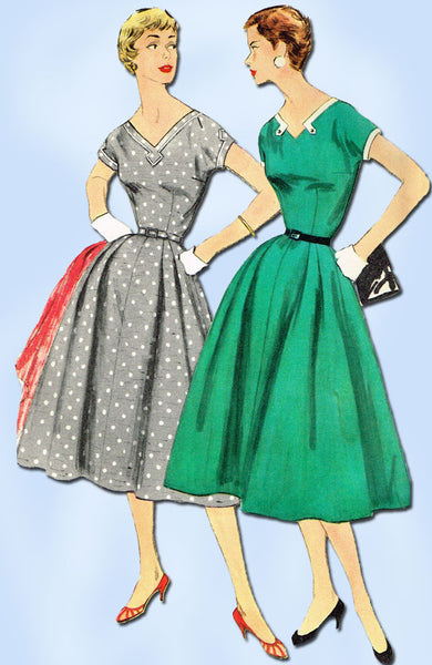 1950s Vintage Simplicity Sewing Pattern 1135 Uncut Misses' Day Dress Size 14 32B