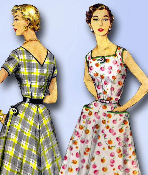 1950s Vintage Simplicity Sewing Pattern 1139 Uncut Misses' Day Dress Size 18.5