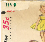 1950s Vintage Simplicity Sewing Pattern 1148 Uncut Girls Party Dress Size 6 24B