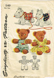 1940s Vintage Simplicity Pattern 1149 Uncut Teddy Bear Stuffed Animal Doll Toy