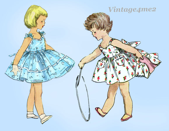 1950s Vintage Simplicity Sewing Pattern 1149 Baby Girls Dress & Topper Size 1