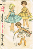 1950s Vintage Simplicity Sewing Pattern 1149 Toddler Girls Sun Dress Size 2 21B