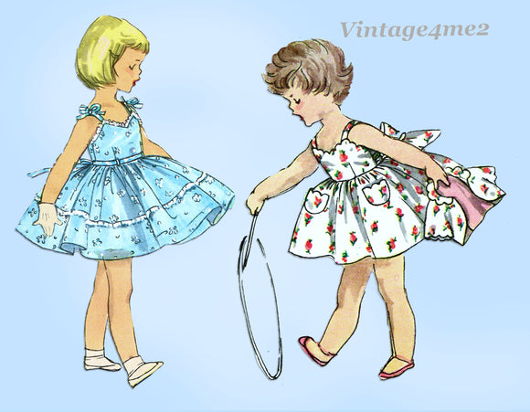 1950s Vintage Simplicity Sewing Pattern 1149 Sweet Toddler Girls Sun Dress Size 6