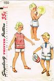 1950s Original Vintage Simplicity Pattern 1150 Toddler Boys Shirt & Shorts Sz 6