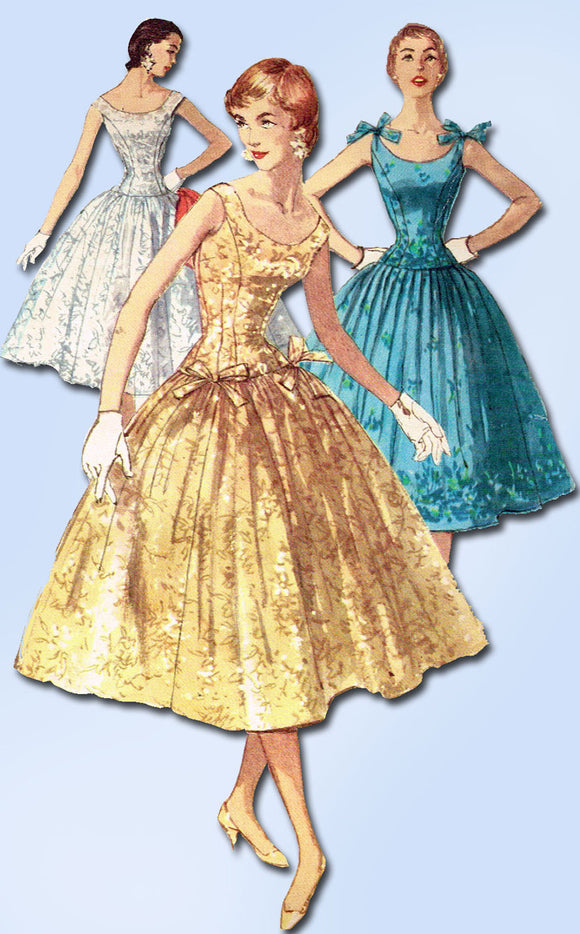 1950s Vintage Simplicity Sewing Pattern 1153 Misses Cocktail or Prom Dress Sz 14