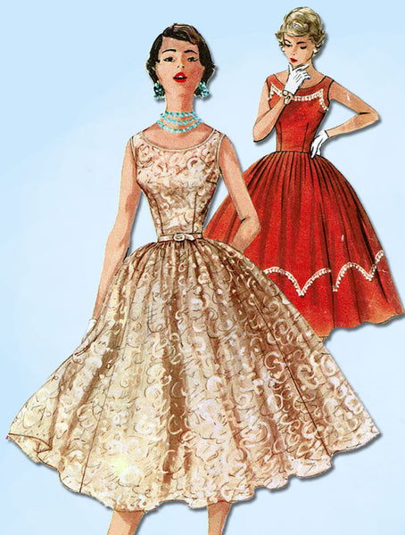 1950s VTG Simplicity Sewing Pattern 1158 Misses Rockabilly Cocktail Dress Sz 30B