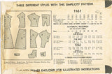 Simplicity 1161: 1930s Stunning Misses Street Dress 34 B Vintage Sewing Pattern