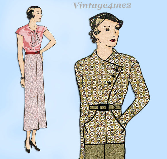 Simplicity 1161: 1930s Stunning Misses Street Dress 34 B Vintage Sewing Pattern