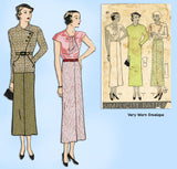 Simplicity 1161: 1930s Stunning Misses Street Dress 34 B Vintage Sewing Pattern