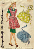 1940s Vintage Simplicity Sewing Pattern 1163 WWII Misses Full or Half Apron MED