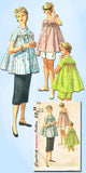 1950s Vintage Simplicity Sewing Pattern 1174 Maternity Top Shorts Skirt Size 30B