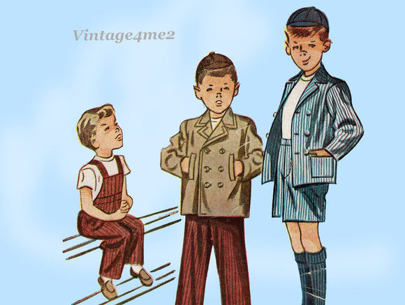 1940s Vintage Simplicity Sewing Pattern 1185 Uncut Toddler Boys Coat Size 6