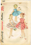 1950s Vintage Simplicity Sewing Pattern 1187 Toddler Girls Layered Dress Sz 4