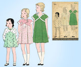 1930s Vintage Simplicity Sewing Pattern 1193 Toddler Girls Bloomer Dress Size 6