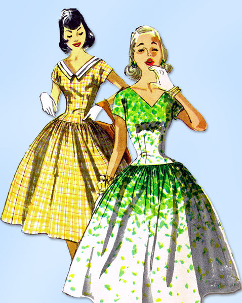 1950s Original Vintage Simplicity Pattern 1195 Easy Misses Party Dress Size 30 B