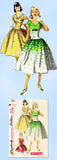 1950s Original Vintage Simplicity Pattern 1195 Easy Misses Party Dress Size 30 B