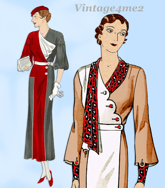 Simplicity 1211: 1930s Stunning Womens Dress Size 38 Bust Vintage Sewing Pattern