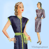 Simplicity 1214: 1940s Misses Simple WWII Dress Size 38 B Vintage Sewing Pattern
