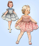 1950s Vintage Simplicity Sewing Pattern 1220 Baby Girls Tucked Dress Size 1