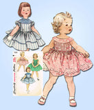 1950s Vintage Simplicity Sewing Pattern 1220 Baby Girls Tucked Dress Size 1