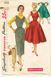 1950s Vintage Simplicity Sewing Pattern 1235 Uncut Misses Dress or Jumper Sz 12 - Vintage4me2