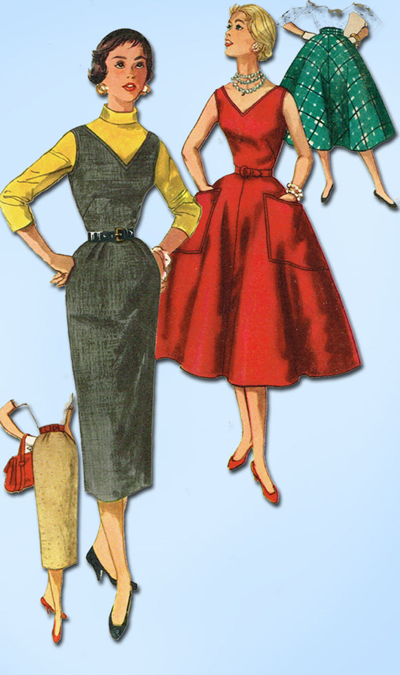 1950s Vintage Simplicity Sewing Pattern 1235 Uncut Misses Dress or Jumper Sz 12 - Vintage4me2