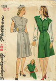 1940s Vintage Simplicity Sewing Pattern 1238 WWII Misses Dress or Jumper Sz 34 B
