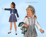 1940s Vintage Simplicity Sewing Pattern 1242 Cute Toddler Girls WWII Suit