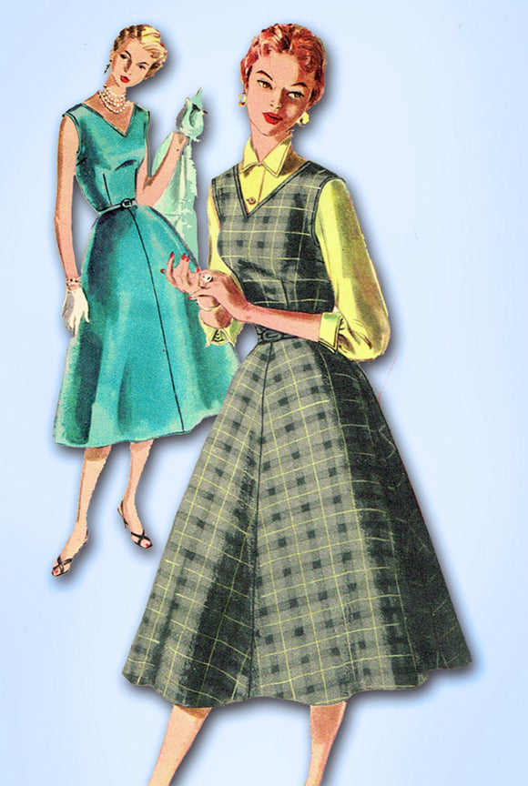 1950s Vintage Simplicity Sewing Pattern 1246 Misses Dress and Jumper Sz 18 36 B