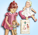 1940s Vintage Simplicity Sewing Pattern 1264 WWII Baby Girls Pleated Dress Sz 2