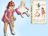 1940s Vintage Simplicity Sewing Pattern 1264 WWII Baby Girls Pleated Dress Sz 2