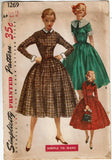 1950s Vintage Simplicity Sewing Pattern 1269 Easy Misses Modest Dress Sz 30 B