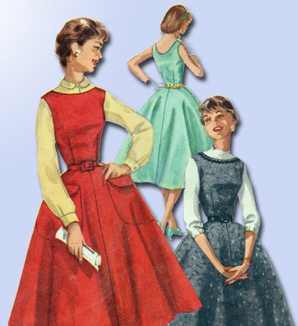 1950s Misses Simplicity Sewing Pattern 1270 Easy Misses Jumper Dress Sz 12 30B
