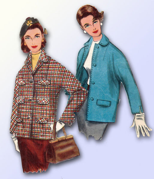 1950s Vintage Misses Jacket Uncut 1955 Simplicity Sewing Pattern 1276 Size 12