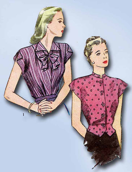 1940s Vintage Simplicity Sewing Pattern 1279 Uncut Misses WWII Blouse Sz 14 32B