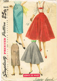 1950s Vintage Simplicity Sewing Pattern 1281 Easy Misses Suspender Skirt Sz 25 W